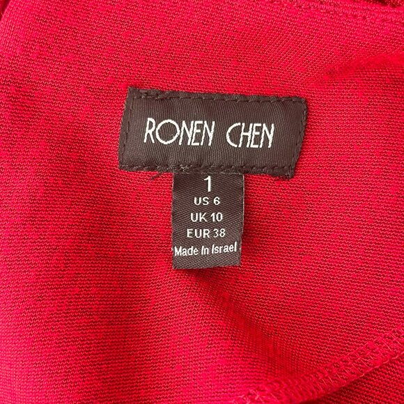 Ronen Chen - Red Long Sleeve Bodycon Dress - Picture 7 of 7